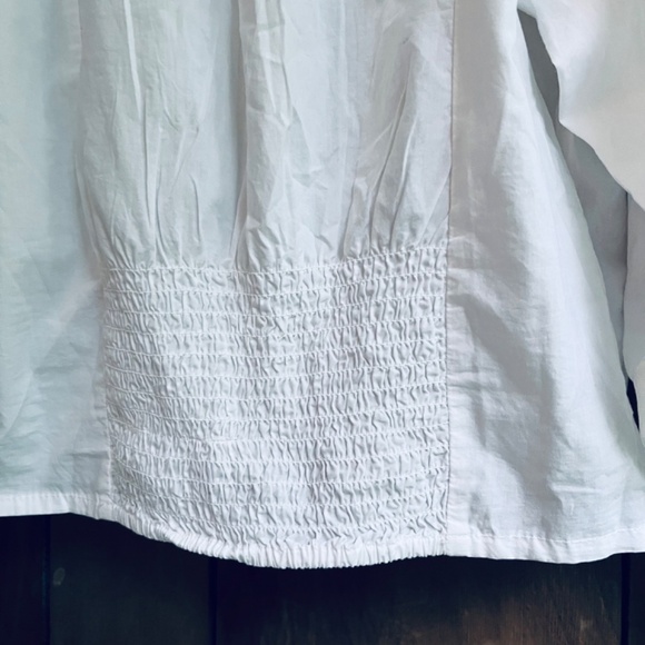 Free People Louella Embroidered Blouse Top Shirt Puff Sleev White Ivory Cotton L - Picture 15 of 17